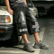 Vintage Washed Leopard Cross Embroidery Patchwork Pants | Distressed Ripped Cropped Jeans | OEM Streetwear