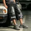Vintage Washed Leopard Cross Embroidery Patchwork Pants | Distressed Ripped Cropped Jeans | OEM Streetwear