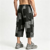 Washed and Patchwork Vintage Cropped Pants | 100% Cotton Wide Leg Baggy Denim Shorts | OEM Streetwear
