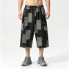 Washed and Patchwork Vintage Cropped Pants | 100% Cotton Wide Leg Baggy Denim Shorts | OEM Streetwear
