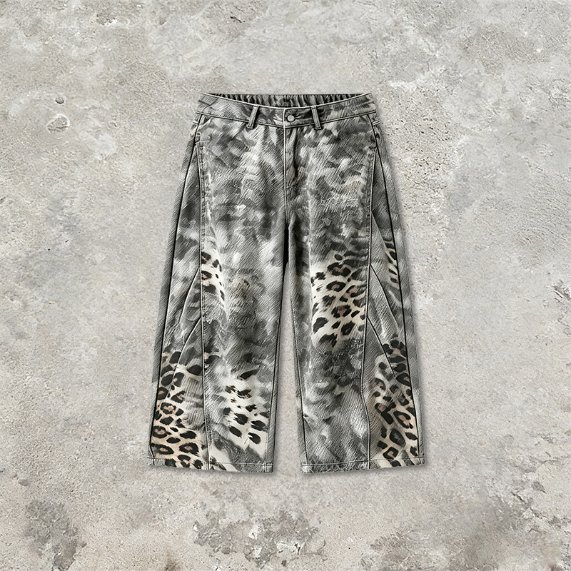 Washed Spray dye Heat Transfer Print Cropped shorts