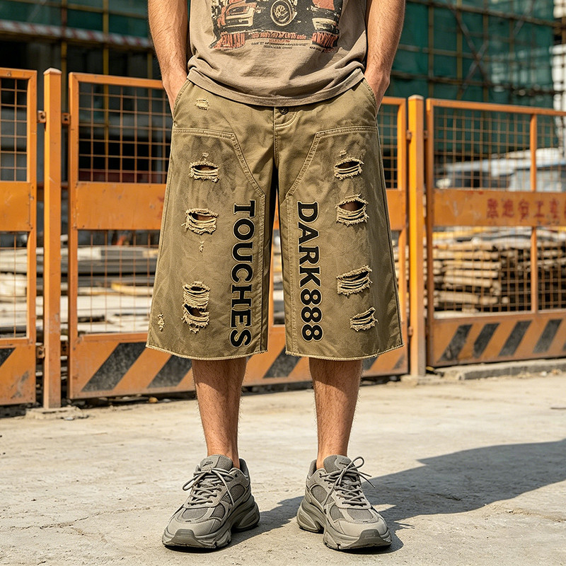 Applique Washed Spray Dye Vintage Cargo Pants