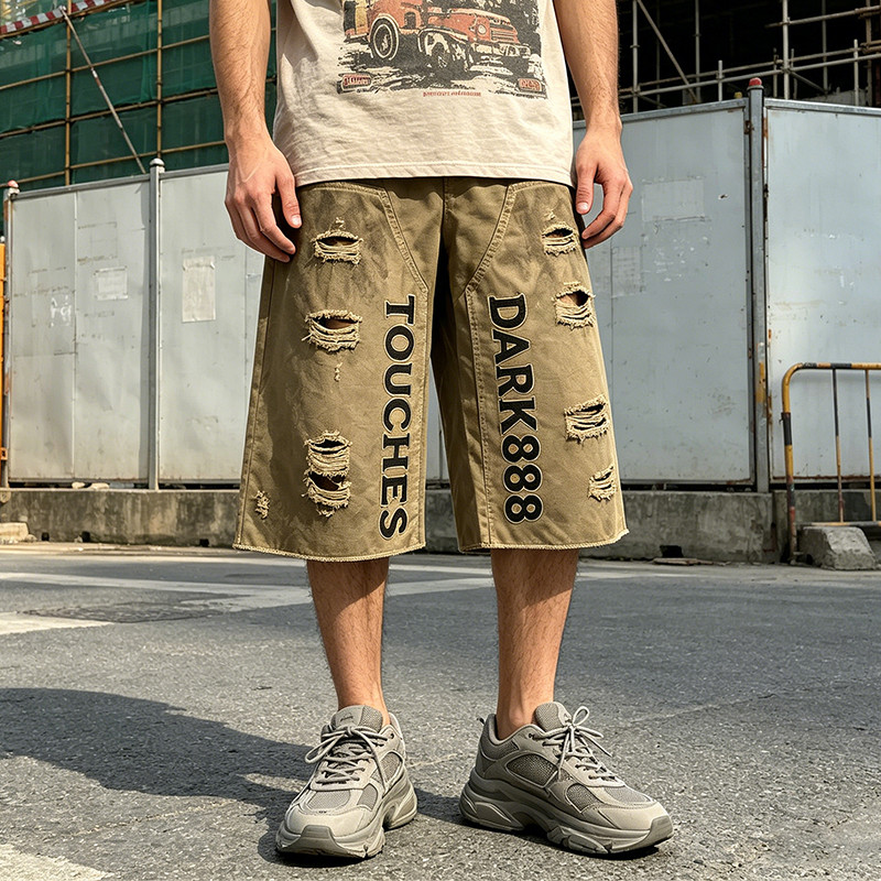 Applique Washed Spray Dye Vintage Cargo Pants