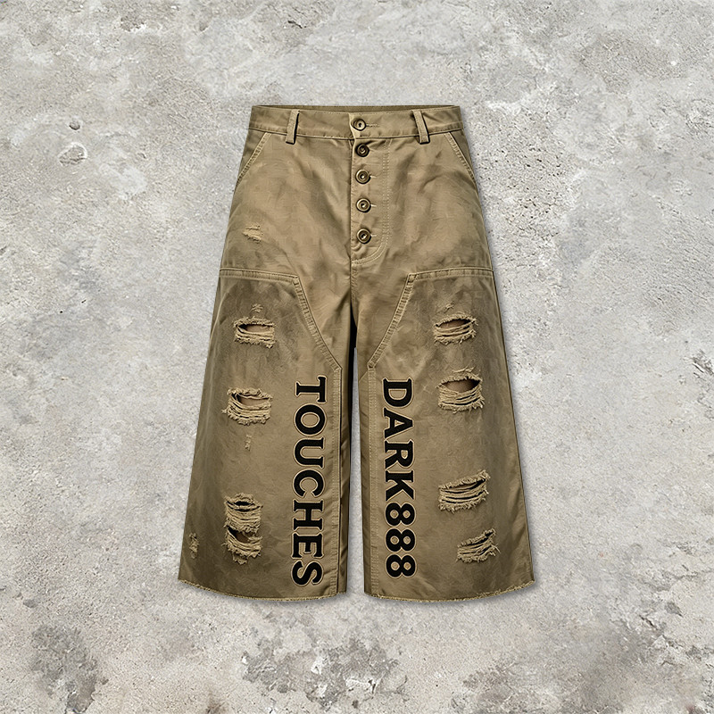 Applique Washed Spray Dye Vintage Cargo Pants