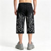 Applique Vintage Black Washed Spray Dye Cropped Pants | Distressed Ripped and Abrade | Custom Streetwear