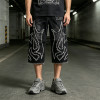 Applique Vintage Black Washed Spray Dye Cropped Pants | Distressed Ripped and Abrade | Custom Streetwear