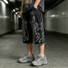 Applique Vintage Black Washed Spray Dye Cropped Pants | Distressed Ripped and Abrade | Custom Streetwear