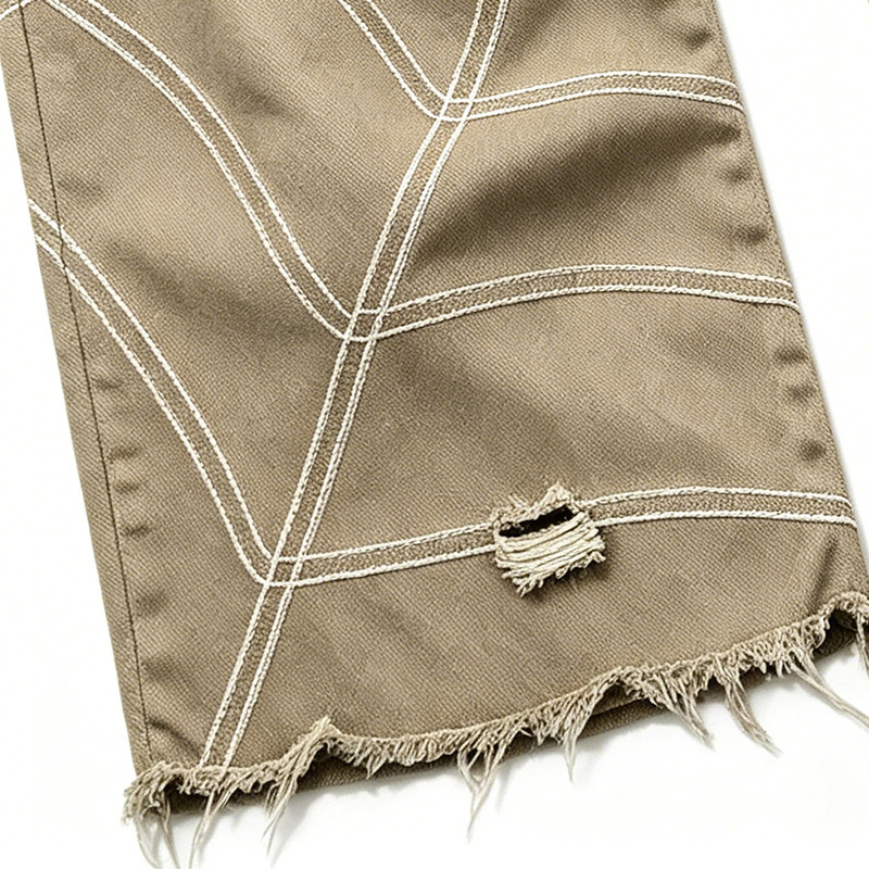 Washed Spiderweb Applique Cropped Pants