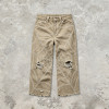 Washed Spiderweb Applique Cropped Pants | Distressed Ripped Streetwear Jeans | Custom Streetwear