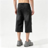 Star Applique Spray Dye Washed Denim Capri Pants | Black Eyelet Distressed rippped pants  | OEM Streetwear
