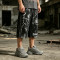 Screen Print Washed Bleach Spray Dye Applique Cropped shorts | Distressed Ripped Vintage Pants | OEM Streetwear