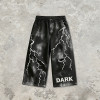 Screen Print Washed Bleach Spray Dye Applique Cropped shorts | Distressed Ripped Vintage Pants | OEM Streetwear