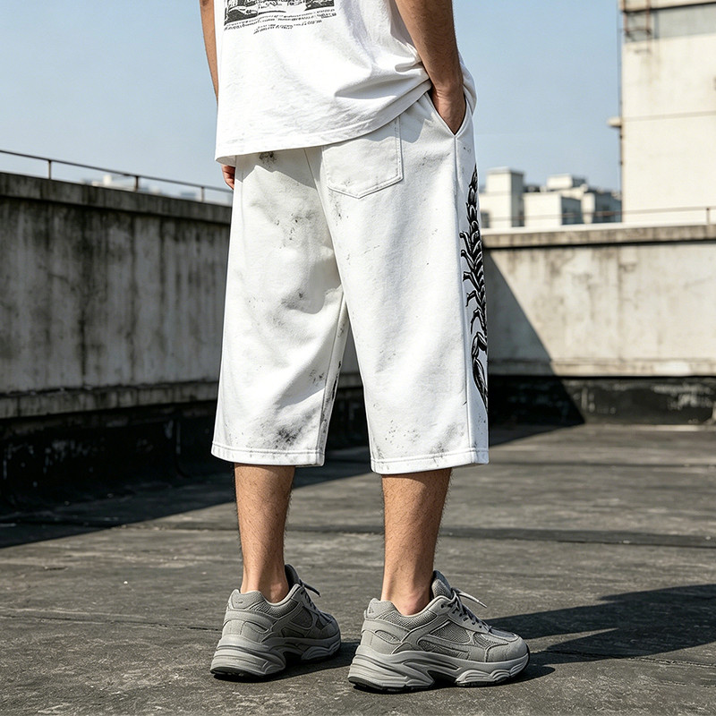 Vintage Spray Dye Scorpion Screen Print Cropped Pants
