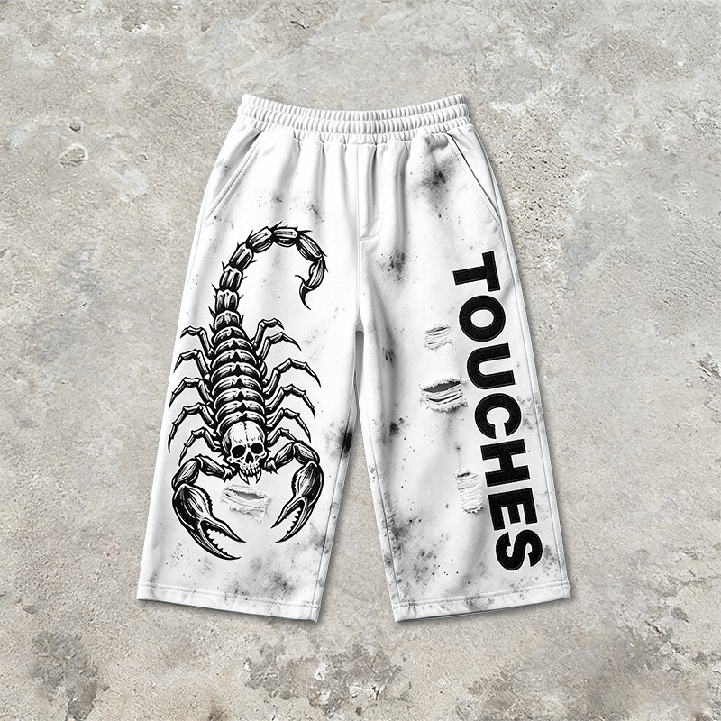 Vintage Spray Dye Scorpion Screen Print Cropped Pants