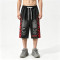 Spray Dye Washed Black Distressed Ripped Cropped shorts | Flame Applique Rhinestone Ripped Shorts | OEM Streetwear