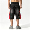 Spray Dye Washed Black Distressed Ripped Cropped shorts | Flame Applique Rhinestone Ripped Shorts | OEM Streetwear