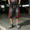 Spray Dye Washed Black Distressed Ripped Cropped shorts | Flame Applique Rhinestone Ripped Shorts | OEM Streetwear
