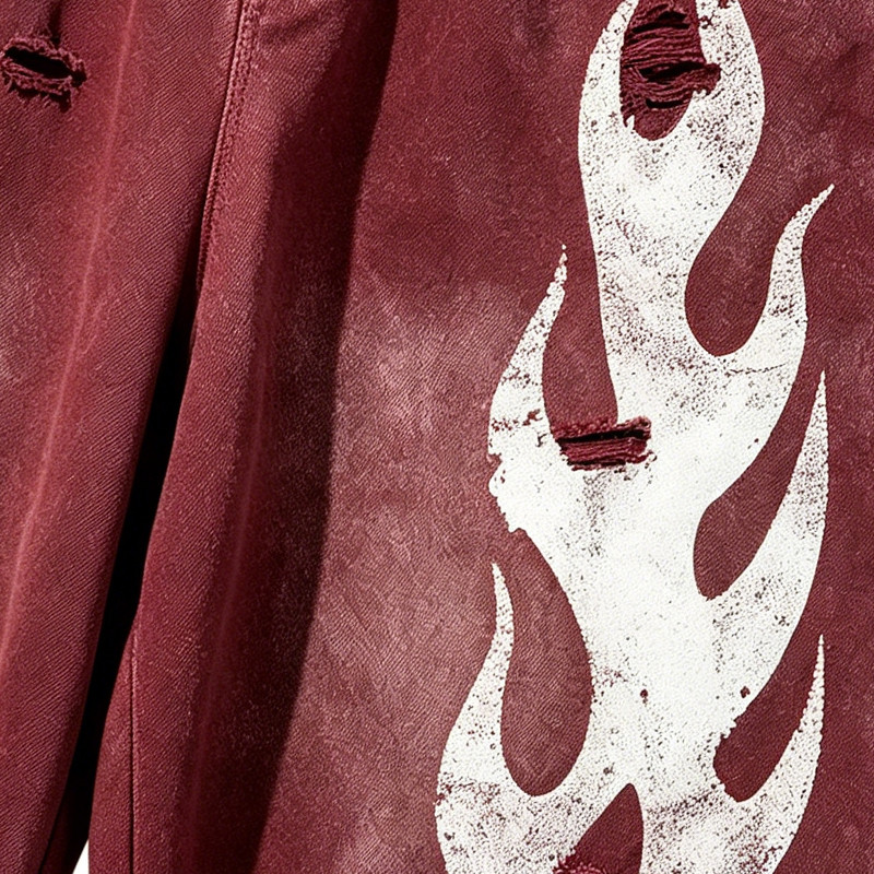 Washed Spray Dye Screen Print Vintage Cropped Pants