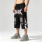 DTG and Screen Print Washed Vintage Cropped shorts | Distressed Ripped Printed Flame Graphics | OEM Streetwear