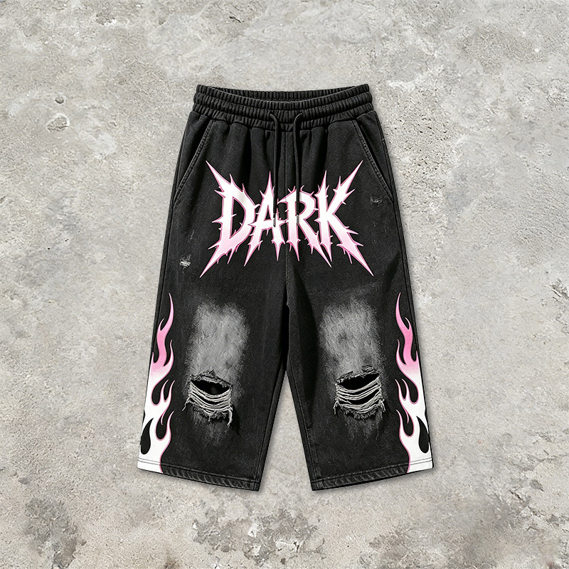 DTG and Screen Print Washed Vintage Cropped shorts