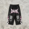 DTG and Screen Print Washed Vintage Cropped shorts | Distressed Ripped Printed Flame Graphics | OEM Streetwear