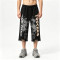 Washed Spray Dye Print Skull Graphic Ripped Pants | Vintage Screen Print Cropped pants | OEM Streetwear