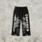 Washed Spray Dye Print Skull Graphic Ripped Pants | Vintage Screen Print Cropped pants | OEM Streetwear