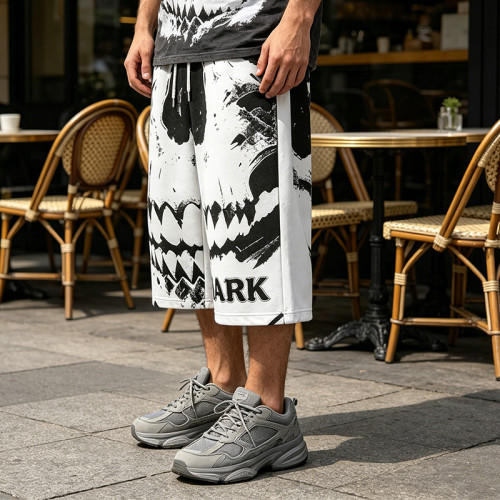 Appique DTG Printed Skull Vintage Cropped Pants | 100% Cooton Cropped Sweatpants | Custom Streetwear Manufacturer