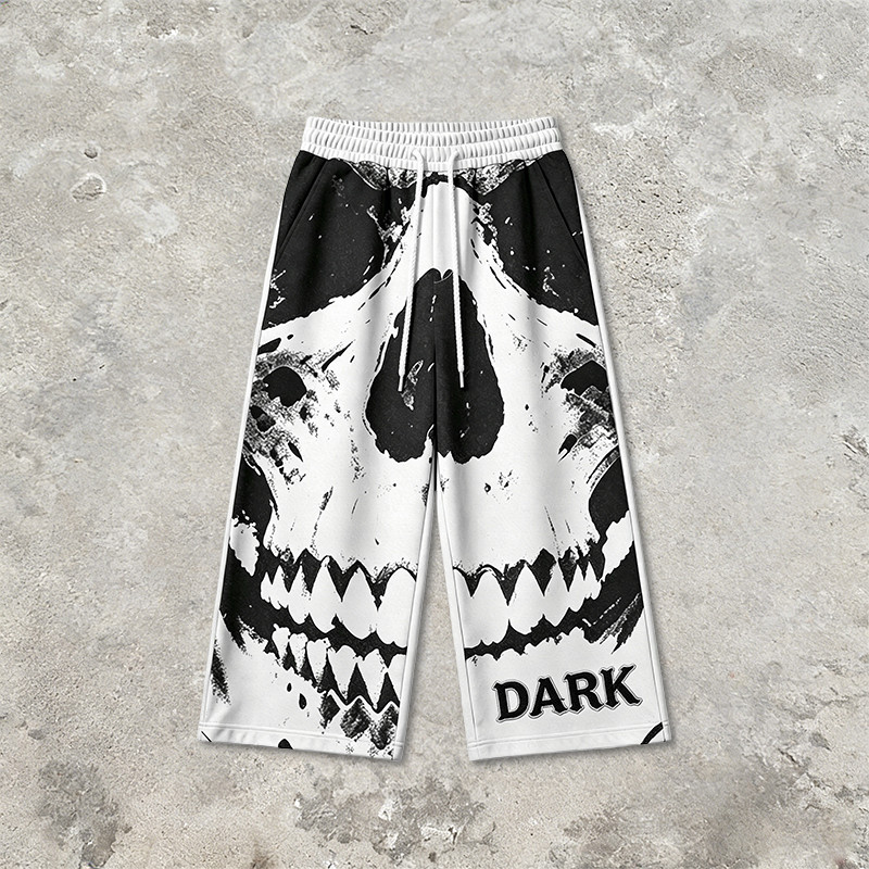 Appique DTG Printed Skull Vintage Cropped Pants