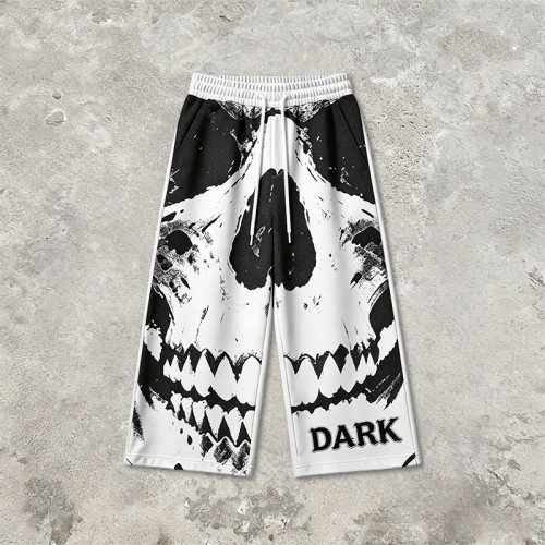 Appique DTG Printed Skull Vintage Cropped Pants | 100% Cooton Cropped Sweatpants | Custom Streetwear Manufacturer