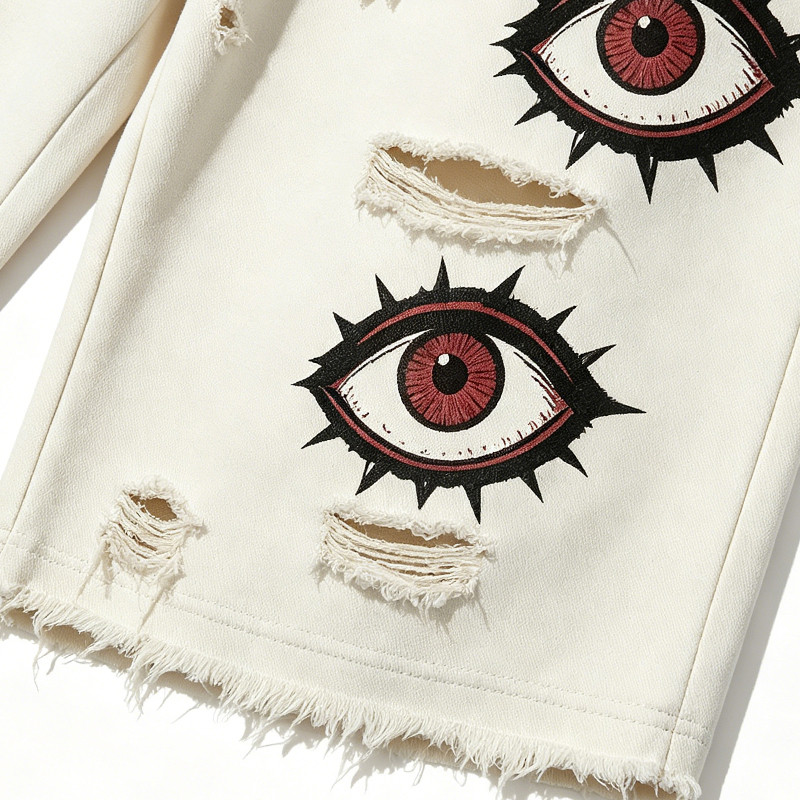 DTG Print Evil Eye Vintage Abrade Cropped Pants