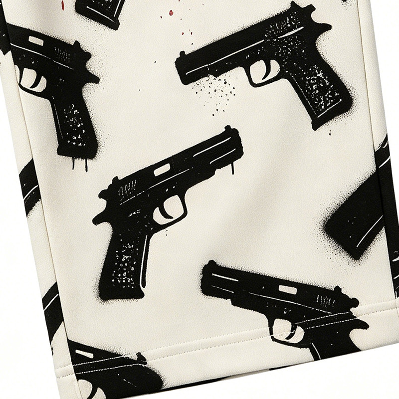 Heat Transfer Print Vintage Cropped Pants