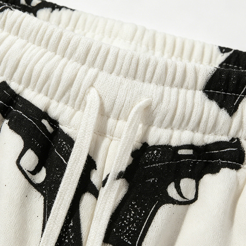 Heat Transfer Print Vintage Cropped Pants
