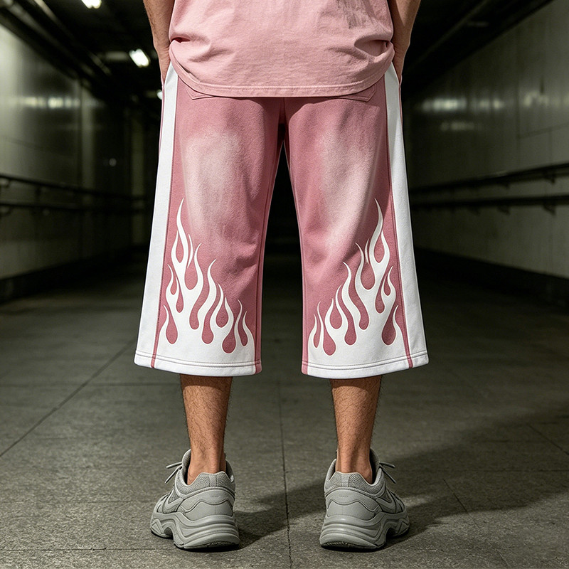 Vintage Patchwork Washed Spray Dye Cropped Pants