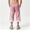 Vintage Patchwork Washed Spray Dye Cropped Pants | 88 Dark Rubber Print Graphic | Custom Streetwear