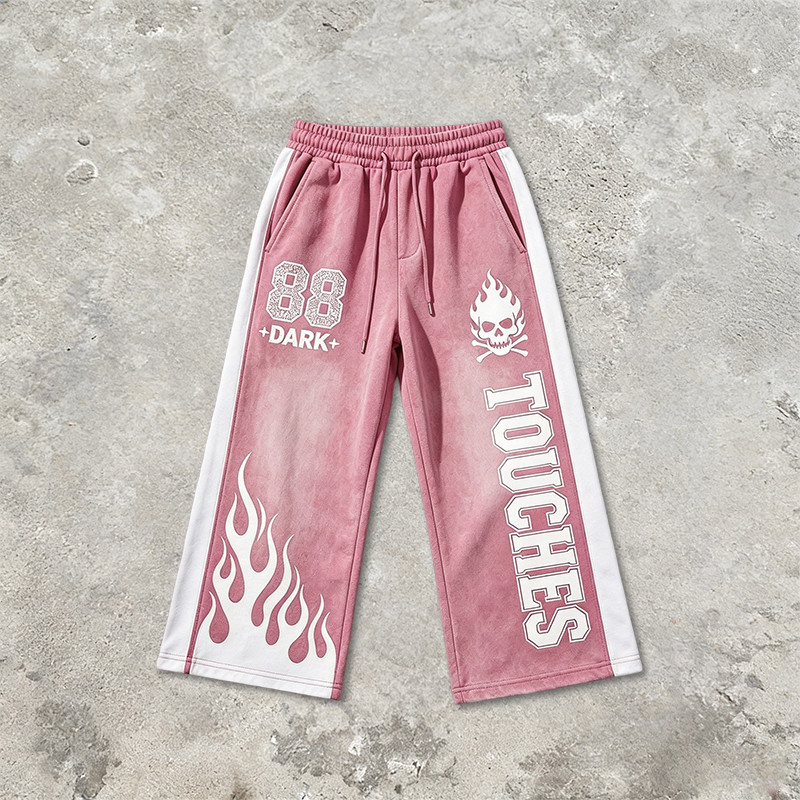 Vintage Patchwork Washed Spray Dye Cropped Pants