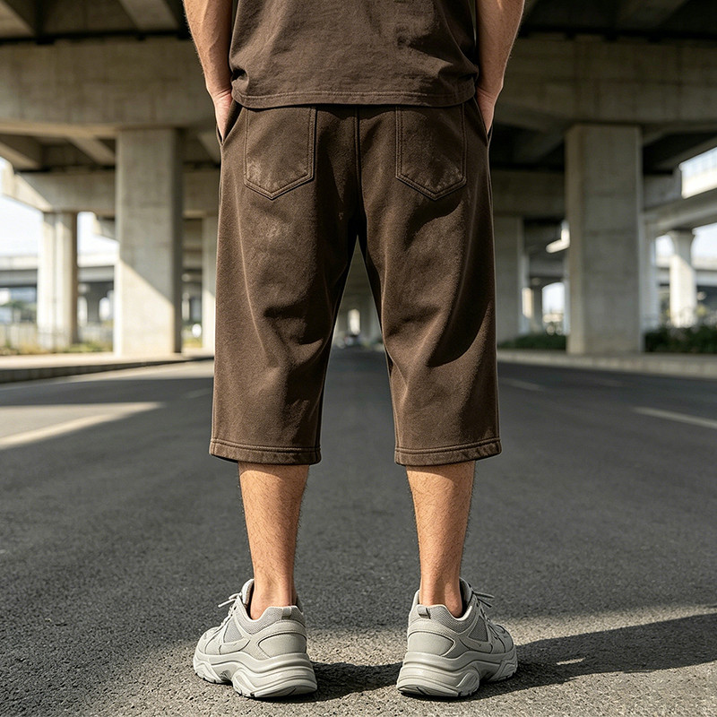 Washed Applique Spray Dye Cropped Pants