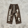 Washed Applique Spray Dye Cropped Pants | Distressed Ripped Vintage Streetwear | Clothing Manufacturer