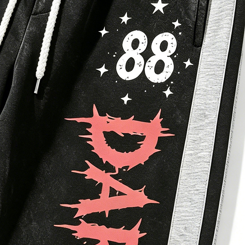 Screen and DTG Print Vintage Washed Cropped Pants