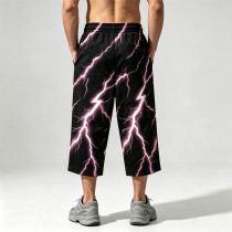 Heat Transfer Print Applique Vintage Pants | Pink Lightning Graphic Cropped pants| Clothing Manufacturer