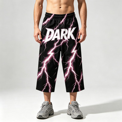 Heat Transfer Print Applique Vintage Pants | Pink Lightning Graphic Cropped pants| Clothing Manufacturer