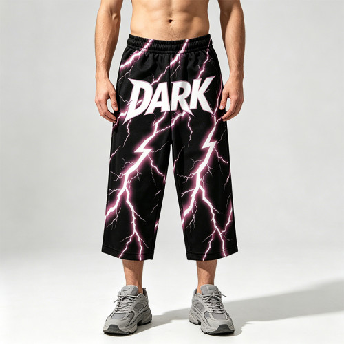 Heat Transfer Print Applique Vintage Pants | Pink Lightning Graphic Cropped pants| Clothing Manufacturer