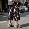 Heat Transfer Print Applique Vintage Pants | Pink Lightning Graphic Cropped pants| Clothing Manufacturer