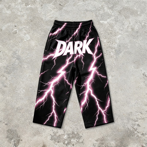 Heat Transfer Print Applique Vintage Pants | Pink Lightning Graphic Cropped pants| Clothing Manufacturer