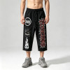 Screen Print Acid Washed Spray Dye Cropped Pants | Distressed Ripped Spider Web Graphic | Custom Streetwear