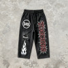 Screen Print Acid Washed Spray Dye Cropped Pants | Distressed Ripped Spider Web Graphic | Custom Streetwear