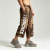 Applique Washed Spray Dye Puff Print Cropped pants | Ripped Star Graphic Pants Streetwear | OEM Streetwear
