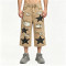 Rhinestone Star Applique Vintage Cropped Cargo Capri Pants | Washed Distressed Ripped | Custom Streetwear