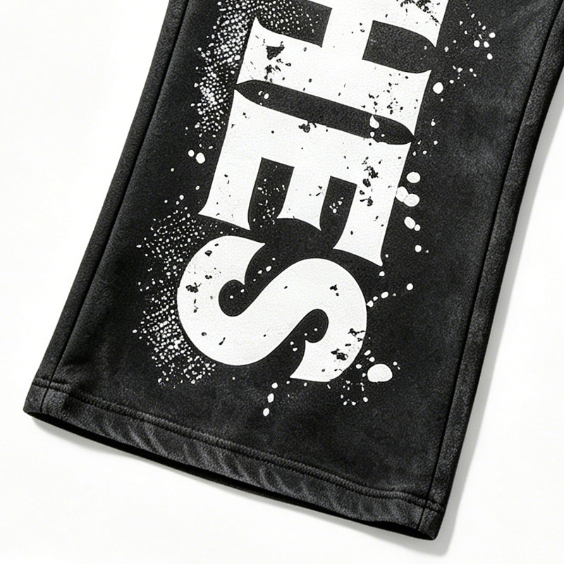 Washed Screen Print Spray Dye Vintage Cropped Flare Sweatpants