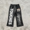 Washed Screen Print Spray Dye Vintage Cropped Flare Sweatpants | TD Skull Graphic Drawstring Street Pants | Custom Streetwear